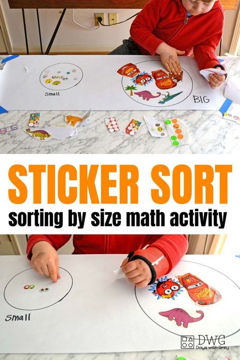 Sticker Sort by Size — Days With Grey Sorting By Size, Breakfast Invitation, Sort By Size, Child Discipline, Homeschooling Activities, Homeschool Fun, Preschool Fine Motor Activities, Fun Breakfast, Diy Preschool