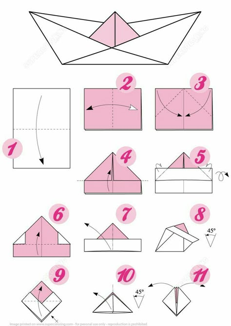 Paper Boat Template, Boat Template, Origami Boat Instructions, Origami Sailboat, Paper Boat Origami, Handmade Gift Boxes, Origami Paper Folding, Origami Step By Step, Tutorial Origami