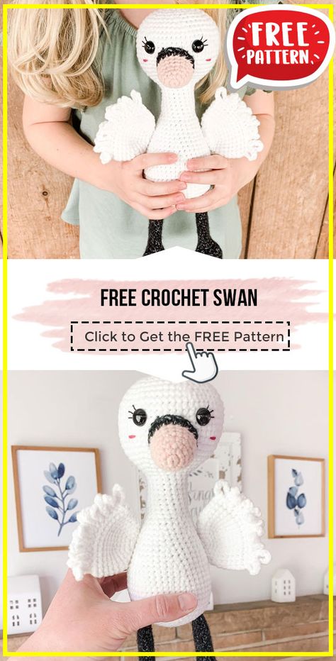 Crochet Swans Free Pattern, Amigurumi Swan Free Pattern, Crochet Swan Amigurumi Free Pattern, Crochet Swan Free Pattern, Swan Crochet, Crochet Swan, Amigurumi Birds, Coastal Crochet, Swan Pattern