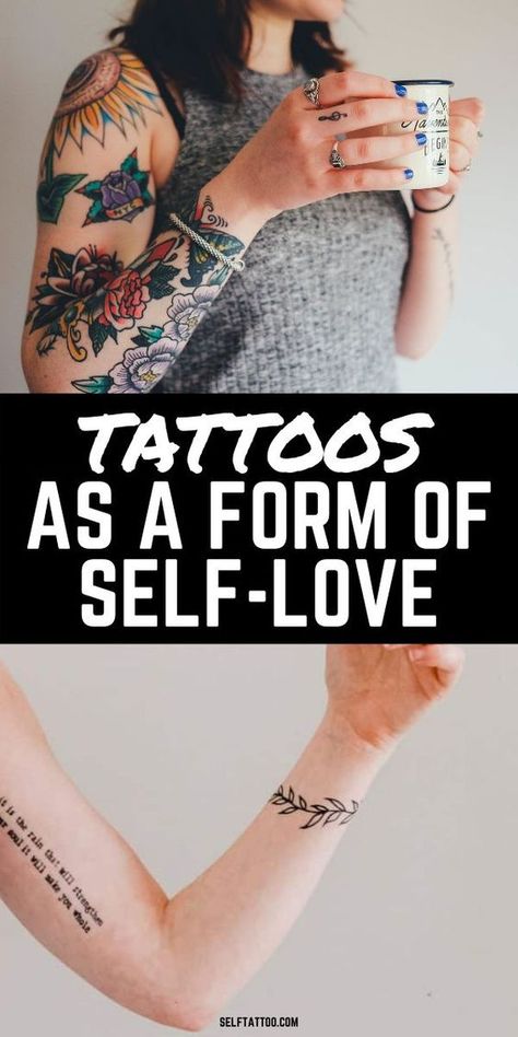 Tattoos As A Form Of Self-Love | Tattoos With Meaning #tattooideas #tattooideasforgirls #tattooideasforguys #womenstattoo #tattoodesign #tattoostyle Know Thy Self Tattoo, Shoulder Female Tattoo, Tattoos For Confident Women, Self Confidence Tattoo For Women, Self Compassion Tattoo, Be True To Yourself Tattoo, Self Empowerment Tattoo Ideas, Small Heart Tattoo On Hand, Body Positive Tattoos For Women