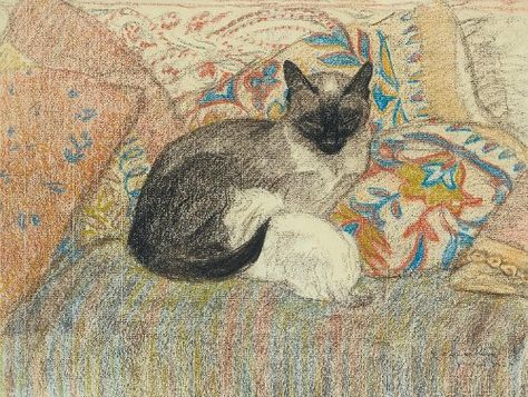 tumblr_m847epbivy1qbyk5qo1_500 Theophile-Alexandre Steinlen cat and her kitten 1920 Art Mignon, Mother Cat, Art Pastel, Arte Inspo, Art Et Illustration, Cats Illustration, Arte Animal, Art And Illustration, Cat Painting