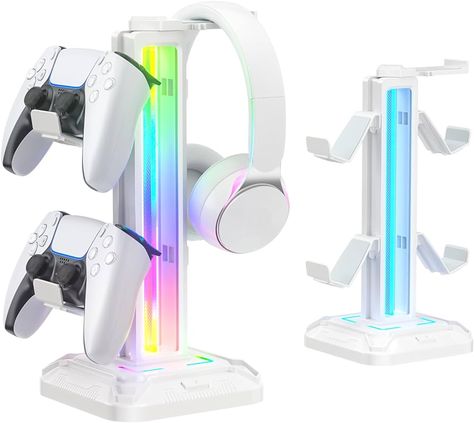 KDD RGB Headset Stand with 9 Light Modes - Controller Holder for Desk - Rotatable Headphone Stand & Detachable Controller Hook for PC Earphone Accessories(White) : Amazon.ca: Musical Instruments, Stage & Studio Controller Holder, Electric Can Opener, Headset Stand, Bulb Vase, Slime Kit, Headphone Stand, Headphone Holder, White Headphones, Portable Printer