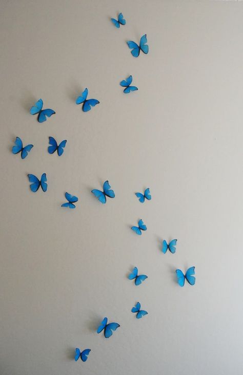 Buy 3D Cyan Wall Butterflies Set of 20 Online in India - Etsy Wall Butterflies, Butterfly Room Decor, Kids Bedroom Wall Decor, Butterfly Room, Easy Room Decor, Diy Room Decor For Teens, Easy Diy Room Decor, Výtvarné Reference, Butterfly Wall Decor