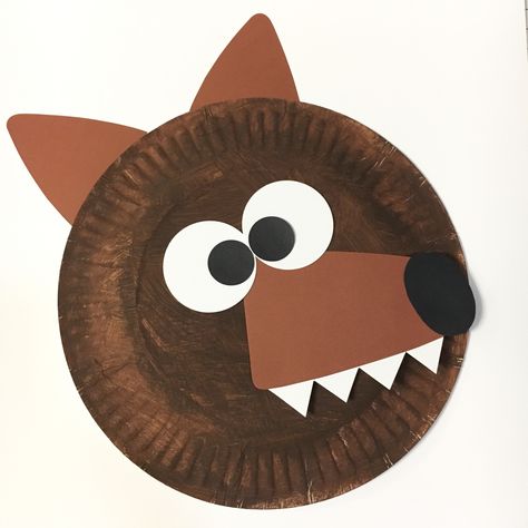 Wolf Paper Plate Craft, Big Bad Wolf Craft Preschool, Big Bad Wolf Paper Plate Craft, Fable Crafts For Preschool, Wolf Preschool Craft, Coyote Craft Preschool, Red Riding Hood Crafts Preschool, The Boy Who Cried Wolf Activities, Wolf Activities For Kids