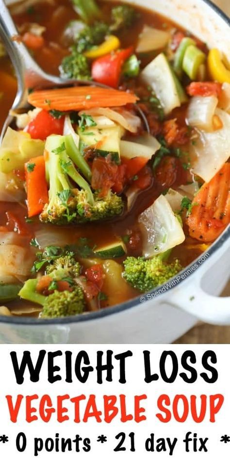 This Weight Loss Vegetable Soup Recipe is one of our favorites! Completely loaded with veggies and flavor and naturally low in fat and calories it's the perfect lunch, snack or starter! 0 Weight Watchers points and 21 day fix approved. Vegetable Soup Recipe, Weight Watchers Soup, Soup Diet, Perfect Lunch, Vegetable Soup Recipes, India Food, Diet Keto, Healthy Soup Recipes, 21 Day Fix