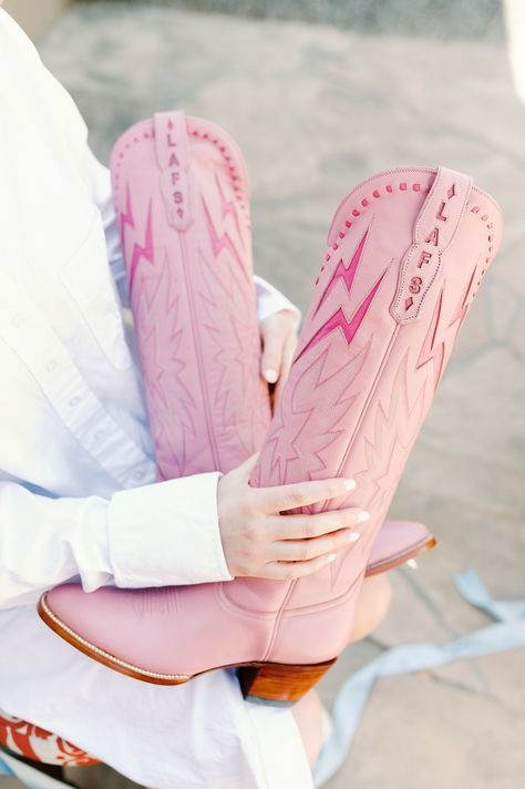 Pink Wedding Boots, Cowboy Boots Bride, Lightning Designs, Quinceanera Shoes, Rustic Spring Wedding, White Cowgirl Boots, Pink Cowboy Boots, Pink Cowgirl Boots, Pink Cowboy