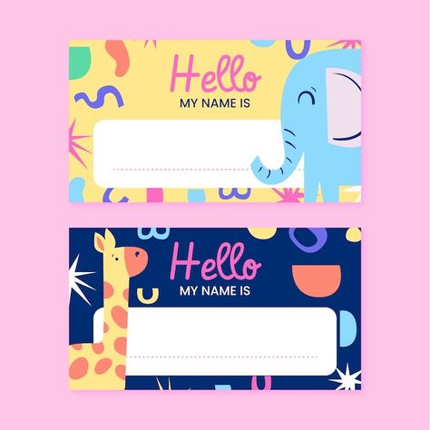 Name Tags Printable Templates Back To School, Name Tag Design Ideas, Nametag Ideas, Simply Doodle, Name Tag For Kids, School Labels Printables, Teaching Primary School, School Stickers Labels, Baby Party Invitations