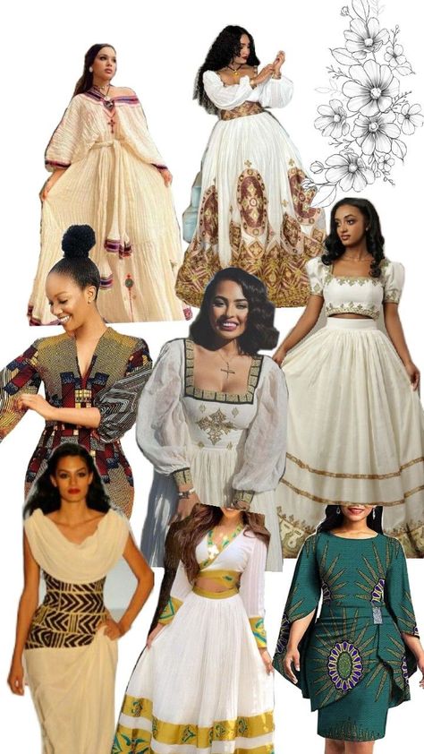 african and Ethiopian dress Habesha Clothes, Ethiopian Dresses, Habesha Wedding, Gold Beaded Dress, Habesha Dress, Ethiopian Dress, Habesha Kemis, African Head Wraps, Uniform Fashion