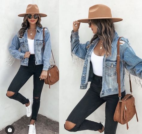 Wear To A Rodeo Outfit, Nashville Inspired Outfits Fall, Rock Concert Outfit Inspiration, Country Concert Outfit With Jean Jacket, Australian Rodeo Outfit, Outfit For Country Concert Fall, Fall 2022 Hat Trends, Concert Outfit Ideas Cold Weather, What To Wear To A Country Concert Winter