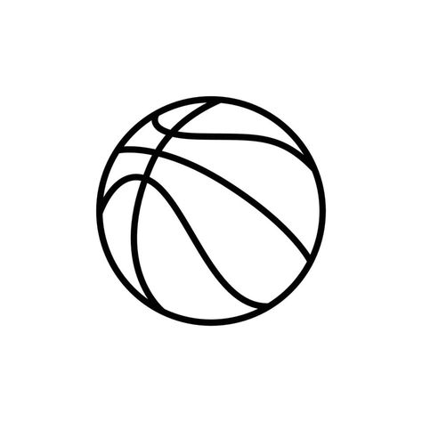 Basketball Outline Icon Illustration on Isolated White Background Suitable for Ball, Basket, Sports Equipment Icon Basketball Clipart Black And White, Basketball Ball Drawing, Basketball Outline, Basketball Tattoos, Basketball Drawings, Basket Drawing, Bola Basket, Ball Drawing, Mini Doodle