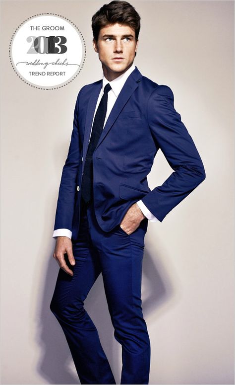 2013 trend report - stylish ideas for the groom Blue Suit Black Tie, Stylish Suit, Mens Attire, Wedding Groomsmen, Suit Black, Navy Suit, Wedding Chicks, Groom Suit, Suit Style