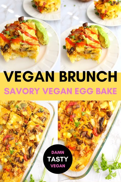 Vegan Egg Casserole Recipes, Vegan Egg Bake Casserole, Easy Vegan Brunch Ideas, Vegan Egg Bake, Vegan Breakfast For A Crowd, Vegan Brunch Ideas For A Crowd, Vegan Egg Casserole, Easy Vegan Brunch, Vegan Easter Brunch