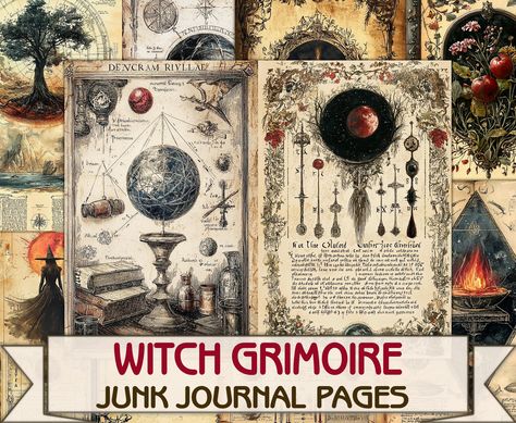 Vintage Witch Grimoire junk journal Pages printable,Mystic Witch, Wiccan Spell Book Download This is a digital file. No physical product will be shipped. Package includes 24 pages (US letter size) Book of Witchcraft series links: - Book of Witchcraft Junk Journal Pages https://www.etsy.com/listing/1784744387 - Witch Grimoire Junk Journal Pages https://www.etsy.com/listing/1770552044 The pages are in JPG format bundled in ZIP. JPG format with high resolution 300 dpi for high quality 3300 * 2550 p How To Start A Grimoire, Witchcraft Pages, Christmas Dnd, Witch Grimoire, Journals Diy, Handmade Journals Diy, Journal Pages Printable, Grimoire Book, Wiccan Spell Book