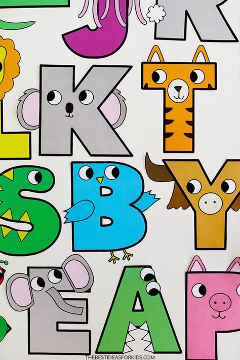 Alphabet Animals Letters, Alphabet Animals Printables, Animal Alphabet Letters Printables Free, Block Letter Alphabet, Sound Activities, Zoo Phonics, Summer Preschool Crafts, Letter Sound Activities, Spring Crafts Preschool