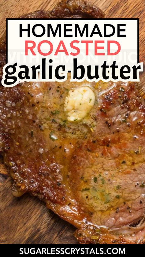 Unleash the rich flavors of roasted garlic butter with this simple recipe! Ideal for enhancing your favorite meats or pasta dishes, this roasted garlic butter sauce is packed with savory goodness. Follow our guide on how to make roasted garlic butter that will become your go-to condiment. Elevate your meals with this indulgent, aromatic spread! Topping For Steak, Roasted Garlic Butter Recipe, Shrimp And Corn Soup, Garlic Butter Recipe, Roasted Garlic Butter, Roasted Garlic Cloves, Bowl Party Food, Tailgating Recipes, Garlic Butter Sauce