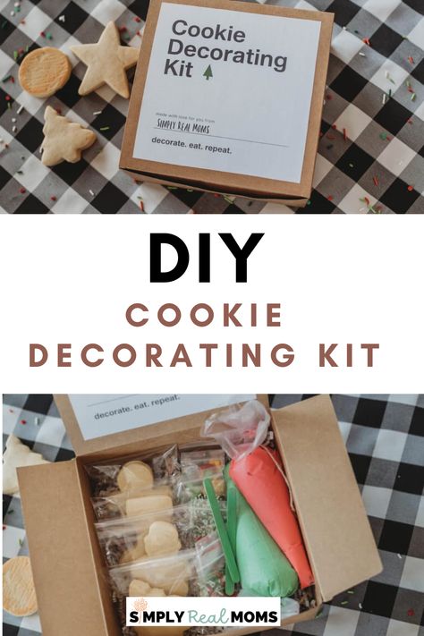 How To Make Cookie Decorating Kits, Decorate Your Own Cookie Kit Christmas, Cookie Kits Christmas, Cookie Decorating Kits To Sell, Baked Goods Gift Box Ideas, Christmas Cookie Kits Diy, Diy Christmas Cookie Kit, Diy Cookie Decorating Kit For Kids, Christmas Diy Cookie Kit