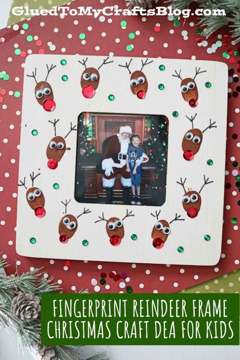 Thumbprint Reindeer, Craft For Christmas, Faith Crafts, Best Friend Christmas Gifts, Kids Gift Baskets, Christmas Crafts For Toddlers, Frame Christmas, Camp Crafts, Activities Ideas