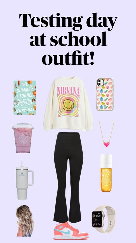 Testing day at school outfit! #tsitp #starbucks #stanley ##kendrascott #soldejanero #castify #apple #nike Field Trip Outfit Ideas, School Field Trip Outfit, Field Trip Outfit, Starbucks Stanley, Trip Outfit, School Field Trip, Jenny Han, Test Day, Trip Outfits