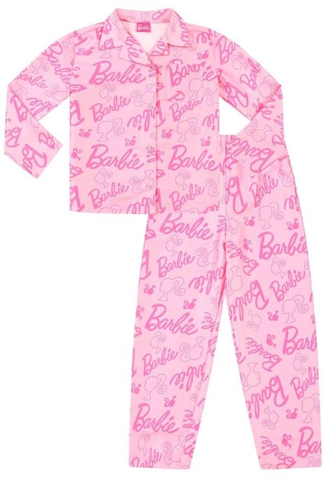 Barbie Satin Long This set includes a long sleeved top with a stunning Barbie design and pants with an elasticated waist for extra comfort. These pyjamas would make an perfect gift for any Barbie fan. Ideal for Christmas or birthdays. Girls sizes - 3-4 Years, 4-5 Years, 5-6 Years, 6-7 Years, 7-8 Years, 8-9 Years, 9-10 Years 100% Polyester Machine Wash Fastening: Elasticated Regular Long Sleeve Barbie Pajamas, Pyjamas Silk, Barbie Design, Summer Two Piece, Satin Pyjama, Pyjama Satin, Christmas Barbie, Summer Pajamas, Satin Pyjama Set