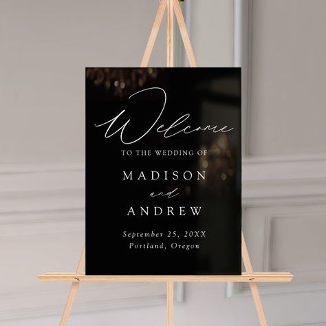 Modern Elegant Script Black Wedding Welcome Acrylic Sign Elegant Wedding Signs, Welcome Acrylic Sign, Modern Elegance Wedding, Acrylic Wedding Sign, Elegance Wedding, Wedding Venue Decorations, Wedding Posters, Calligraphy Script, Wedding Location