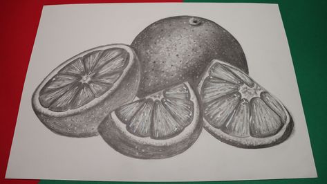 we will show you how to draw oranges and slices of this fruit #Artoo #Artoo_Drawing #howtodraw Sliced Orange Drawing, Drawing Orange Fruit, Sliced Fruit Drawing, Easy Still Life Drawing, Conte Drawing, Tattoo Pencil, Easy Pencil Drawings, Still Life Sketch, Fruit Sketch