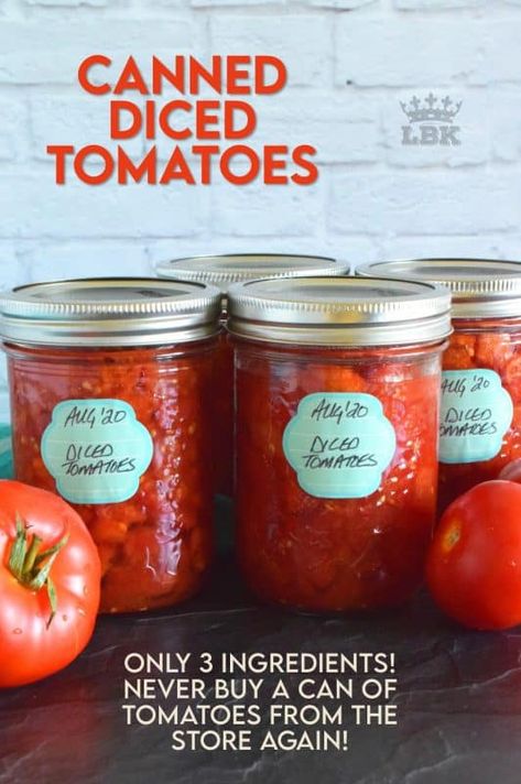 Preserved Tomatoes, Canned Tomato Recipes, Recipes With Diced Tomatoes, Canned Diced Tomatoes, Zucchini Pickles, Can Diced Tomatoes, Canning Food, Canned Tomatoes, Canning Diced Tomatoes