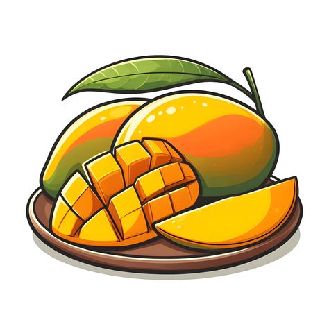 Mango Illustrations, Mango Cartoon, Mango Clipart, Cooking Stickers, Mango Verde, Cute Cartoon Food, Vegetable Drawing, Cute Small Drawings, Pixel Art Landscape