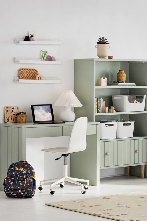 Shopping for new desk ideas? Give them a home bedroom refresh for back-to-school. A new aesthetic for a fresh start. We’ve got new furniture—add a new bookshelf for storage, a new desk for studying and more! Desk For Girls Bedroom, Teen Desk Ideas Boy, Kids Bedroom Desk Ideas, Kids Desk And Bookshelf, Desks For Girls Bedroom, Boys Study Table Ideas, Kids Bedroom With Desk, Girls Bedroom Desk Ideas, Boys Room Desk Ideas