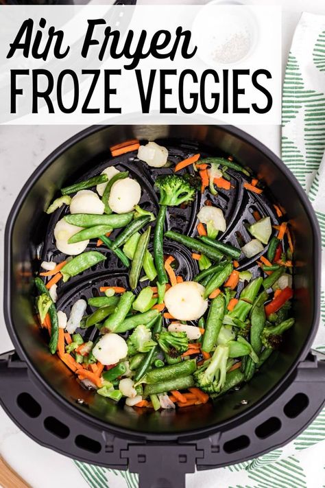 Learn how to make an easy and healthy side dish with this recipe for Air Fryer Frozen Stir-Fry Vegetables. Serve your tasty roasted veggies with almost any main dish. Vegetables Air Fryer, Frozen Vegetable Recipes, Mix Vegetable Recipe, Recipe For Air Fryer, Air Flyer, Vegetable Stir Fry Recipe, Healthy Side Dish, Asian Vegetables, Air Fryer Dinner Recipes