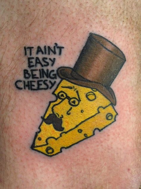 Cheese tattoo Cheese Tattoo, Beer Tattoos, Pizza Tattoo, Gaming Tattoo, Weird Tattoos, Bad Tattoos, Cool Small Tattoos, Tattoo Portfolio, Inked Magazine