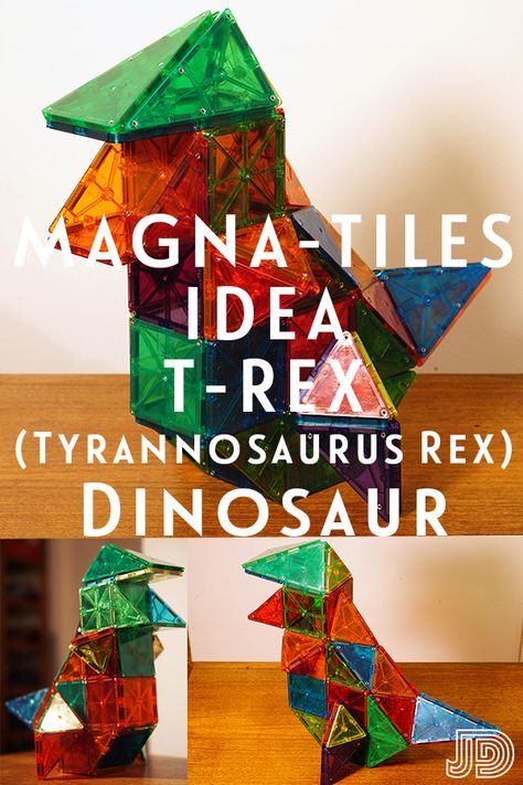 Magna-Tiles Idea: T-Rex Magna Tile Dinosaur, Magna Tiles Dinosaur, Magnatiles Ideas Dinosaur, Magnatile Dinosaur, What To Build With Magnatiles, Dinosaur Magnatiles, Magma Tiles Ideas, Magnatiles Dinosaur, Things To Build With Magnatiles