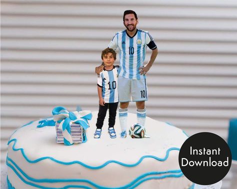 Messi Cake Ideas, Messi Cake, Argentina Soccer Team, Messi Birthday, Cake Topper Printable, Soccer Cake, Ronaldo Pictures, Argentina Soccer, Messi Soccer