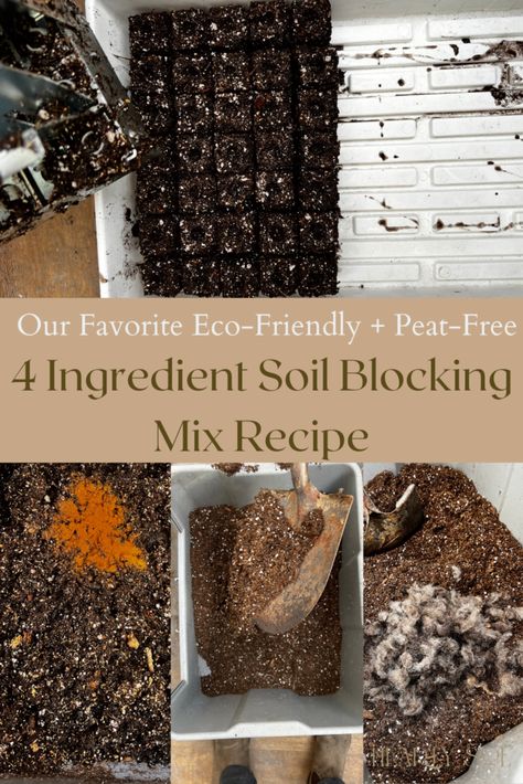 soil blocking mix recipe pin Soil Blocking Seed Starting, Soil Blocking Recipe, Soil Blocking, Soil Blocks, Seed Raising, Compost Soil, Flower Subscription, Ingredient Substitutions, Liquid Fertilizer