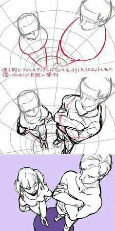 Perspectiva Perspective Drawing Lessons, Couple Drawing, Drawing Studies, Perspective Art, Drawing Faces, Gambar Figur, 인물 드로잉, Perspective Drawing, Poses References