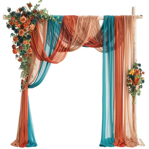 PRICES MAY VARY. ❥Pack of 5 including 1*large corner flower; 1*large tieback flower; 3*polyester drapes; 6*green zip ties (not include arch stand,candles,lanterns,petals) ❥Made of high-quality foam and silk artificial flowers, this arch flower rich colors and enduring beauty capture the essence of nature, making it a stunning addition to your wedding ❥Lings' large arch flowers are lifelike, creating a rich and memorable wedding ceremony decoration, leaving a lasting impression on newlyweds and g Sweetheart Table Flowers, Ceremony Arbor, Backdrop Floral, Reception Backdrop, Burnt Orange Weddings, Wedding Arch Flowers, Arch Decoration, Arch Flowers, Cheap Flowers