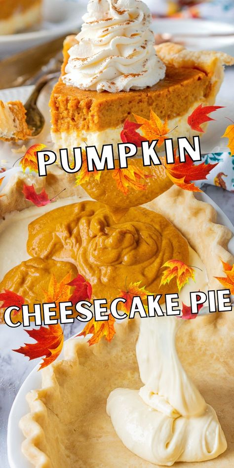 Cheesecake Pumpkin Pie is a creamy pumpkin dessert with a silky smooth cream cheese layer on the bottom.