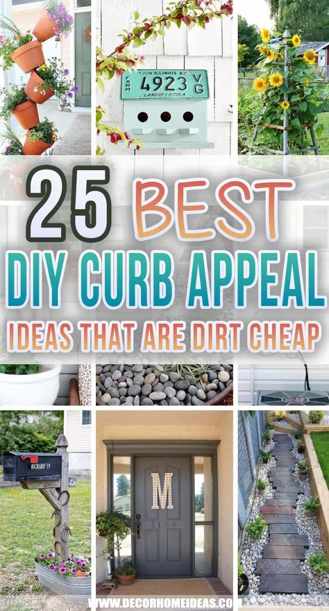 Easy Curb Appeal Ideas, Diy Curb Appeal Ideas, Easy Landscaping Front Yard, Curb Appeal Ideas, Improve Curb Appeal, Curb Appeal Landscape, Front Yards Curb Appeal, Diy Curb Appeal, Cheap Landscaping Ideas