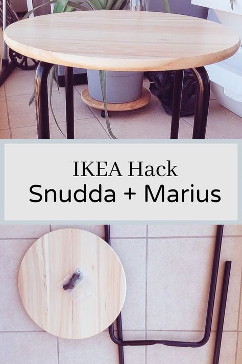 Learn how to make this easy Ikea table hack! #ikeahack #ikeatablehack #mariushack #ikeahackforhome #ikeastoolhack #zagadiy Ikea Table Hack, Apartment Upgrades, Ikea Instructions, Ikea Stool, Ikea Mirror, Ikea Table, Diy Hack, Woodwork Projects, Ikea Hack Ideas