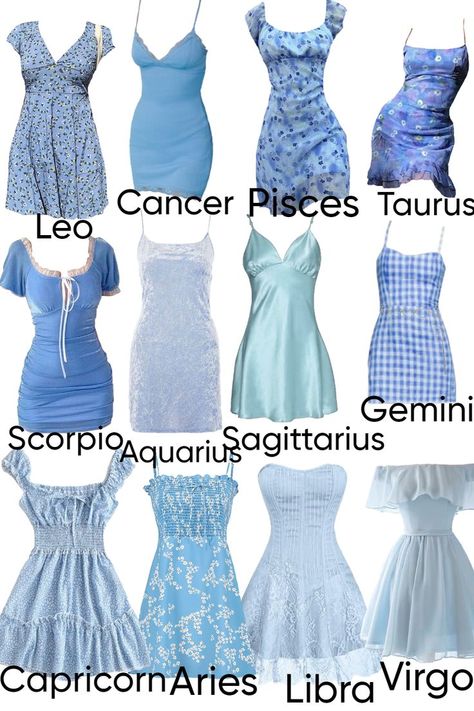 Your Zodiac Sign Your Prom Dress, Dress Like Your Zodiac Sign, Pisces Dress, Zodiac Dresses, Aquarius Dress, Zodiac Signs Outfits Style Inspiration, Zodiac Signs Outfits, Zodiac Outfits, Zodiac Clothes