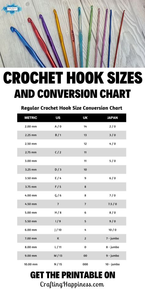 Crochet Hook Chart, Crochet Hook Storage Ideas, Beaded Crochet Hooks, Crochet Needles Sizes Chart, 8mm Crochet Hook Patterns, Different Types Of Crochet Stitches, Types Of Yarn For Crochet, Crochet Hook Size Chart, Types Of Crochet Stitches