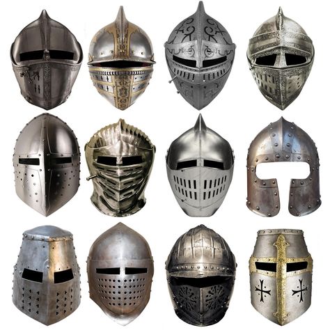 PRICES MAY VARY. Rich in Quantity: you will get 24 pieces of medieval knight masks in 12 different designs, 2 of each style; Sufficient quantity and various styles can easily meet your party decoration needs Reliable Quality: each medieval knight mask is mainly made of paper material, safe and reliable, not easy to break or fade, and can be applied for a long time Adjustable Size: our medieval helmet costume masks measure approximately 6.89 x 10.43 inches/ 17.5 x 26.5 cm, as does the crown, with Great Helmet Medieval, Armor Helmet Design Concept Art, Coat Of Plates Armor, Medieval Helmet Types, Knight Armour Designs, Medieval Helmet Design, Medieval Masks, Character Design Medieval, Helmets Medieval