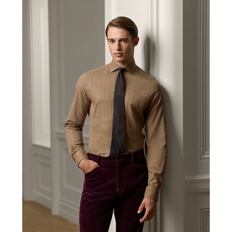 This lightweight shirt is crafted in Italy with micro-brushed cotton twill which yields an ultrasoft and luxurious feel. It features a classic Glen plaid pattern that was developed for Ralph Lauren Purple Label. Purple Label Ralph Lauren Men, Sweatpants And Sweater, Button Outfit, Glen Plaid, Purple Label, Twill Shirt, Ralph Lauren Purple Label, Rugby Shirt, Feel It