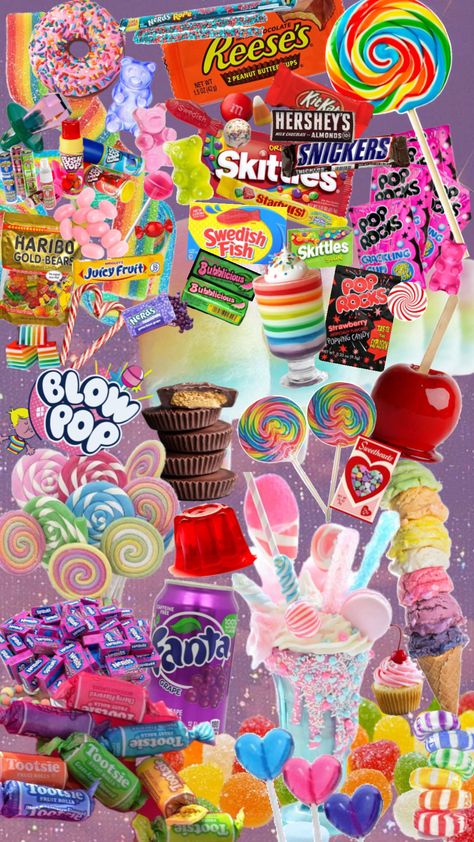 #candy #sweets #junkfood #foodie #chocolate Candy Wallpaper Sweets, 90s Candy, Candy Aesthetic, Candy Wallpaper, Candy Background, Art Homework, Ice Cream Drinks, Pastel Goth Art, Candy Drinks