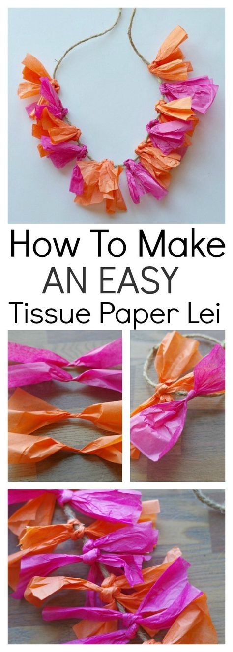 This tutorial shows a quick and easy way to make a tissue paper lei. It’s perfect for summer parties, especially Hawaiian or pool party themes, and a craft that the kids can be involved in. It’s bright, colorful and will be perfect for your summer entertaining. #Tissuepaperlei #Hawaiian #Poolparty #partydecoration #tissuepaper #Craft #Tutorial #Simple #Fun #Summer Tissue Paper Lei, Paper Lei, Luau Crafts, Hawaii Crafts, Hawaiian Crafts, Pool Party Themes, Summer Camp Crafts, Aloha Summer, Hawaiian Theme