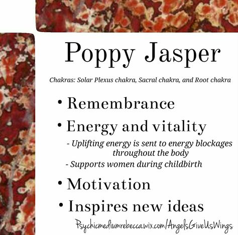 Poppy Jasper crystal meaning Crystal Seashells, Poppy Jasper, Healing Stones Jewelry, Gemstone Properties, Crystals Healing Properties, Spiritual Crystals, Gemstone Meanings, Hidden Objects, Crystal Therapy