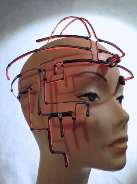 Home Technology Gadgets, Traditional Masks, Wire Mask, El Wire, Cyberpunk Fashion, Halloween Costume Contest, Mannequin Heads, Futuristic Fashion, Costume Collection