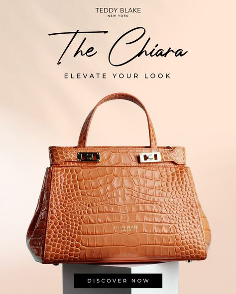 Elevate your look with the Chiara in croco! Background For Bag Photography, Handbags Photoshoot, Purse Photoshoot Ideas, Bag Ads, Luxurious Handbags, Bag Poster, Shooting Bags, Teddy Blake, Luxury Tote Bags