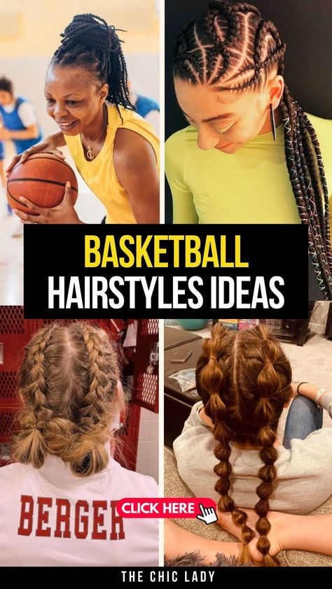 27 Basketball Hairstyles to Keep You Stylish on the Court! Easy Hairstyles For Basketball Games, Sport Braids Hairstyles, Basketball Braids Hairstyles, Fun Sports Hairstyles, Curly Basketball Hairstyles, Basketball Hairstyles Braids, Sporty Braided Hairstyles, Basketball Braids, Hairstyles For Basketball Games