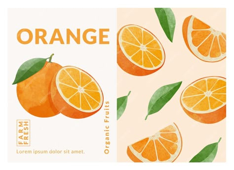 Premium Vector | Vector orange packaging design templates watercolour style vector illustration Orange Packaging Design, Orange Packaging, Packaging Template Design, Organic Fruit, Name Cards, Design Templates, Lorem Ipsum, Premium Vector, Packaging Design