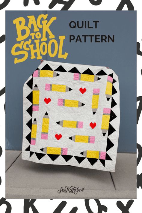 Riley Blake Solids - Back to School Teacher Quilt Pencil Quilt Teacher Quilt Ideas, Pencil Quilt, Teacher Quilt, Teacher Retirement Gifts, Teachers Diy, Holiday Quilts, Diy Teacher Gifts, Quilted Table Runners, School Themes